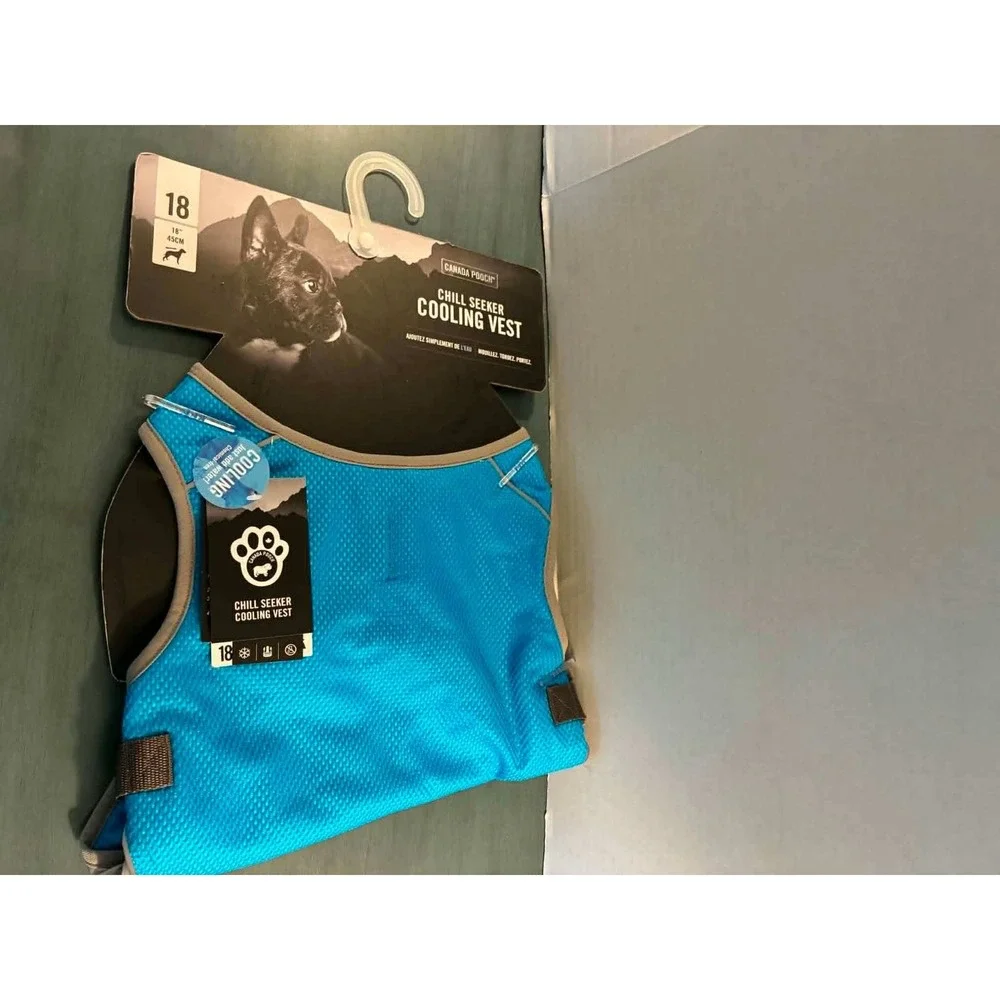 Canada Pooch Chill Seeker Cooling Vest Dog Size 18 Blue Evaporative Mesh‎